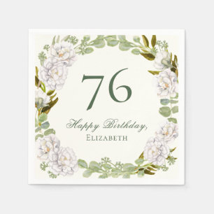 Elegante Ivoor Bloem 76e Verjaardag Servetten