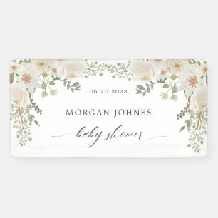 Elegante ivoor bloem bruiloft cadeau tags spandoek
