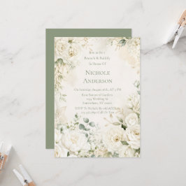 Elegante Ivoor Bloemen Brunch en Mousserende Wijn  Kaart