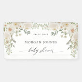 Elegante ivoor bloemige bruids-shower cadeaubijsla spandoek (Horizontaal)