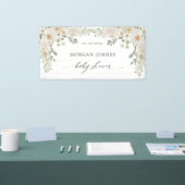 Elegante ivoor bloemige bruids-shower cadeaubijsla spandoek (Beurs)