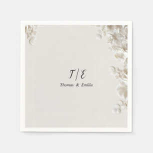 Elegante ivoor bloemige minimalistische servetten