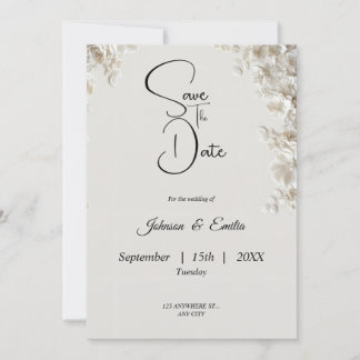 Elegante ivoor bloemrijke minimalistische save the date