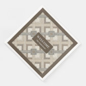 Elegante ivoor bruin servetten aangepaste naam min (Hoek)