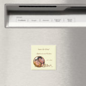 Elegante ivoor/bruine trouwkaartmagneet magneet (Insitu (Vaatwasser))