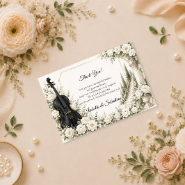 Elegante Ivoor Cello Romantische Bruiloft Bedankkaart