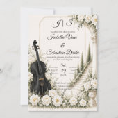 Elegante Ivoor Cello Romantische Bruiloft Kaart (Voorkant)