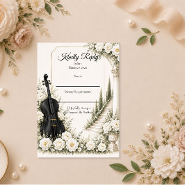Elegante Ivoor Cello Romantische Bruiloft RSVP Kaartje