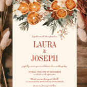 Elegante ivoor citrus bloemenbruiloft kaart