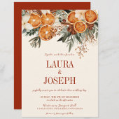 Elegante ivoor citrus bloemenbruiloft kaart