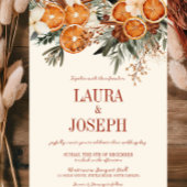 Elegante ivoor citrus bloemenbruiloft kaart