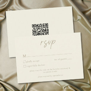 Elegante Ivoor Crème Minimalistische Trouw QR Code RSVP Kaartje