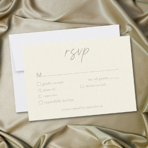 Elegante Ivoor Crème Minimalistische Trouwdag RSVP Kaartje