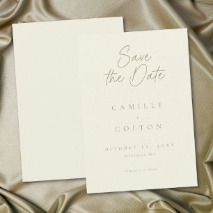 Elegante Ivoor Crème Minimalistische Trouwdag Save The Date