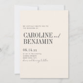 Elegante Ivoor Crème Trouw Moderne Formele Script Kaart (Voorkant)