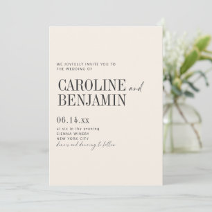 Elegante Ivoor Crème Trouw Moderne Formele Script Kaart