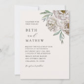 Elegante Ivoor & Crème Witte Bloemige Bruiloft Kaart (Voorkant)