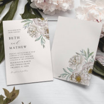 Elegante Ivoor & Crème Witte Bloemige Bruiloft
