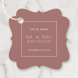 Elegante Ivoor Dark Peach Lijst Typografie Trouwen Bedankjes Labels