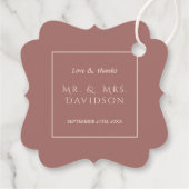 Elegante Ivoor Dark Peach Lijst Typografie Trouwen Bedankjes Labels (Achterkant)