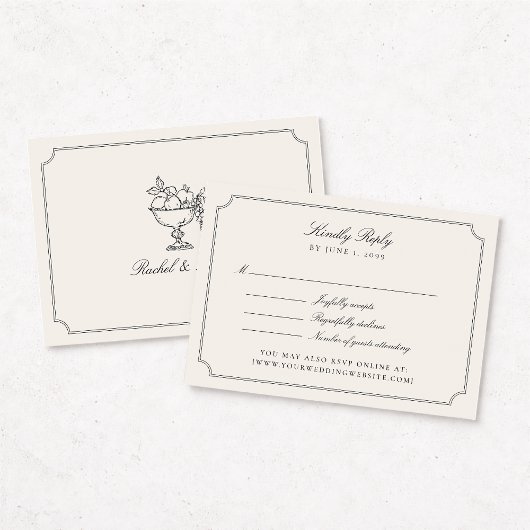 Elegante Ivoor Dubbel Kader Trouw RSVP Kaart
