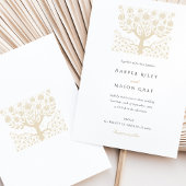 Elegante Ivoor en Beige Tree of Life Wedding Kaart