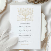 Elegante Ivoor en Beige Tree of Life Wedding Kaart