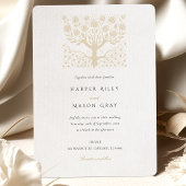 Elegante Ivoor en Beige Tree of Life Wedding Kaart