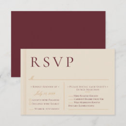 Elegante Ivoor en Bourgondië Huwelijksmaaltijdkeuz RSVP Kaartje