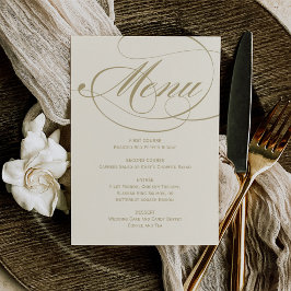 Elegante Ivoor en Gouden Kalligrafie Bruiloft Menu