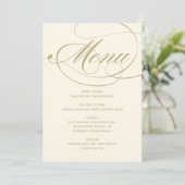 Elegante Ivoor en Gouden Kalligrafie Bruiloft Menu (Staand voorkant)