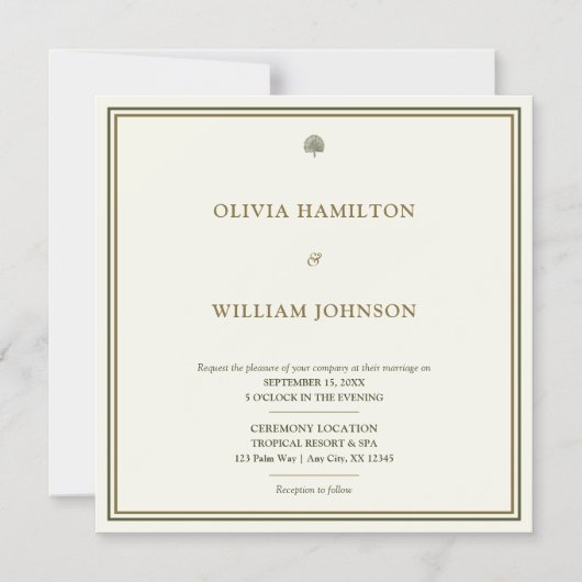 Elegante ivoor en gouden typografie bruiloft magnetische uitnodiging (Voorkant)