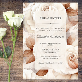 Elegante ivoor en roestkleurige rozen bruidsdouche kaart