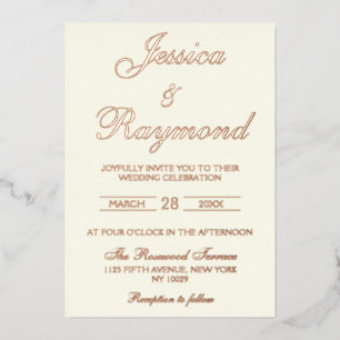 Elegante Ivoor en Roos Gold Foil Wedding Folie Uitnodiging