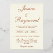 Elegante Ivoor en Roos Gold Foil Wedding Folie Uitnodiging (Voorkant)