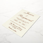 Elegante Ivoor en Roos Gold Foil Wedding Folie Uitnodiging (Gedraaid)