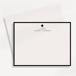 Elegante ivoor en zwarte eiken briefpapier notitie save the date