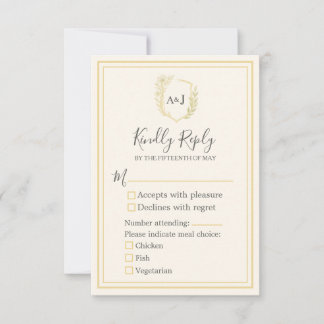 Elegante Ivoor Faux Gold 3 Maal Keuzes Huwelijk RSVP Kaartje