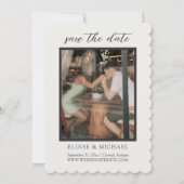 Elegante Ivoor Gescheiden Foto Save The Date (Voorkant)