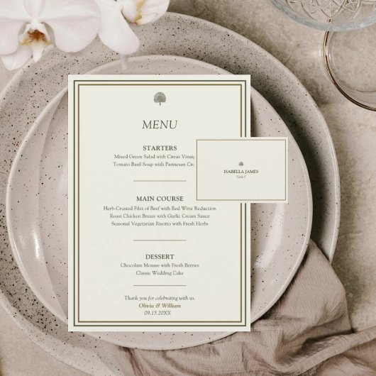 Elegante Ivoor & Goud Flat Wedding Place Card