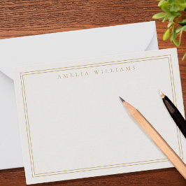 Elegante Ivoor Goud Minimalistische Twee Grens Notitiekaartje