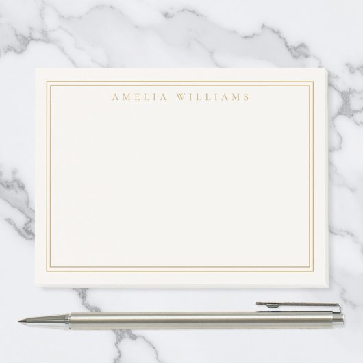 Elegante Ivoor Goud Minimalistische Twee Rand Post-it® Notes