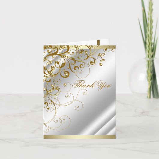 Elegante Ivoor Goud Wervel Bedankt (Voorkant)