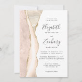 Elegante Ivoor Gouden Agaat QR Code Wedding Kaart (Voorkant)