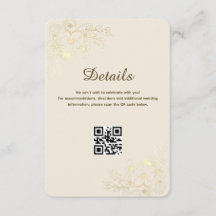 Elegante Ivoor Gouden Bloemencode Huwelijk QR