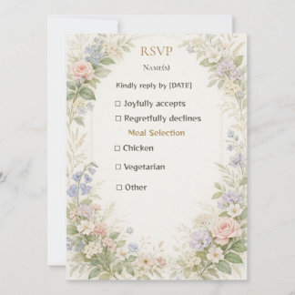 Elegante Ivoor Gouden Botanische Trouw RSVP Kaart