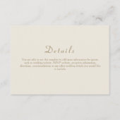 Elegante ivoor gouden bruiloft details informatiekaartje (Voorkant)