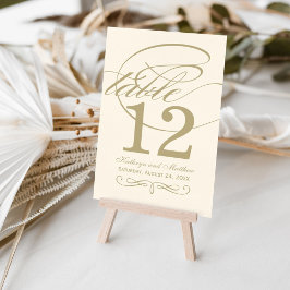 Elegante Ivoor Gouden Calligrafie Monogram Huwelij Kaart