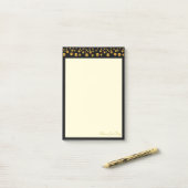 Elegante ivoor & gouden confetti op zwarte lijst post-it® notes (Op bureau)