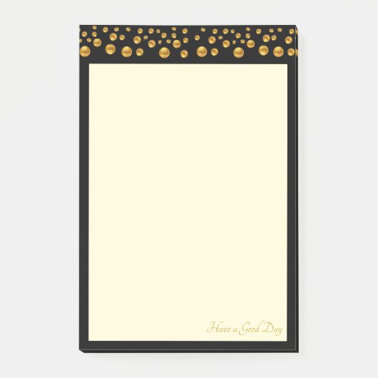 Elegante ivoor & gouden confetti op zwarte lijst post-it® notes (Voorkant)